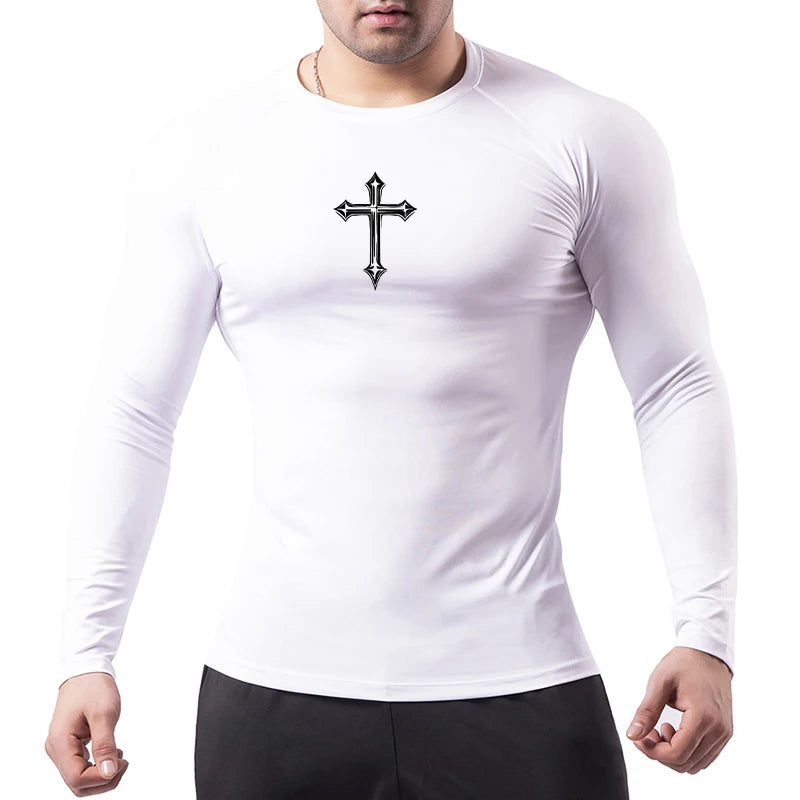 Cross Print Men's Compression Shirt – Christian Athletic Tee