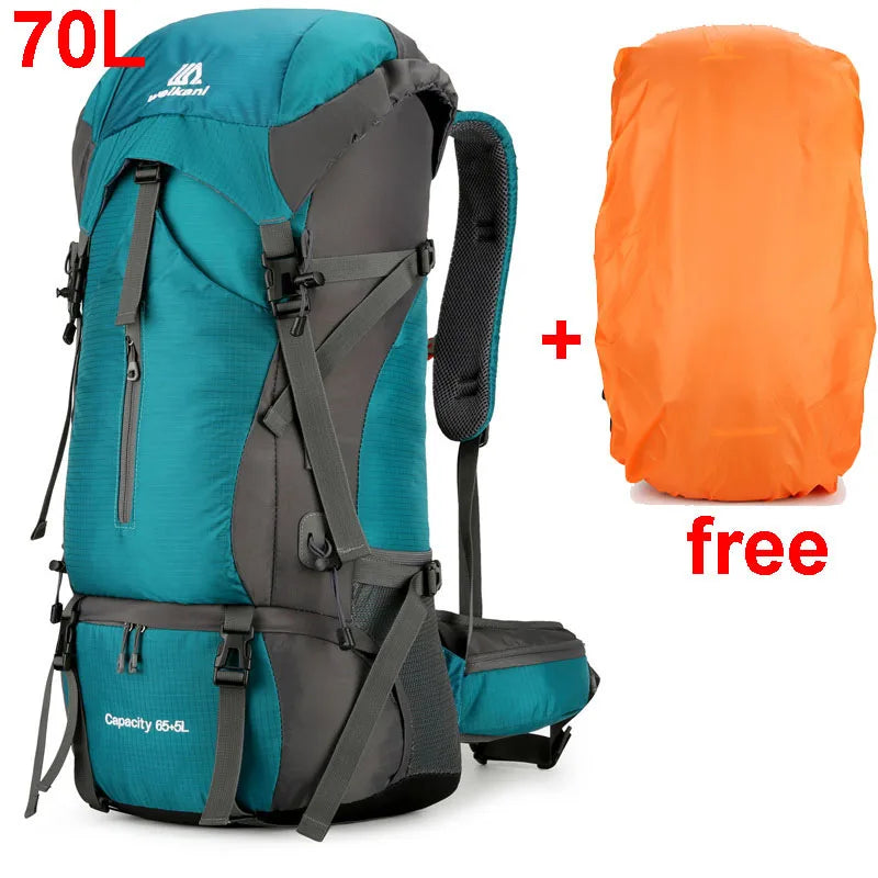 70L Nylon Hiking Backpack with Rain Cover
