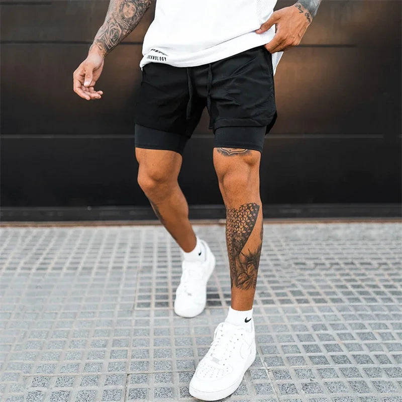 Men’s 2-in-1 Quick-Dry Gym Running Shorts