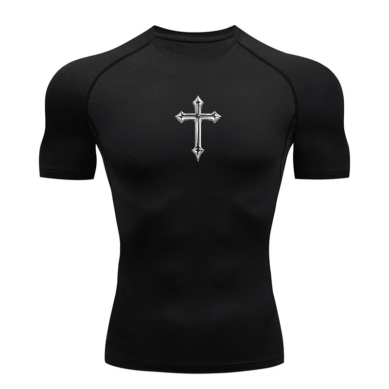 Cross Print Men's Compression Shirt – Christian Athletic Tee