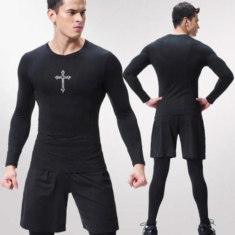 Cross Print Men's Compression Shirt – Christian Athletic Tee