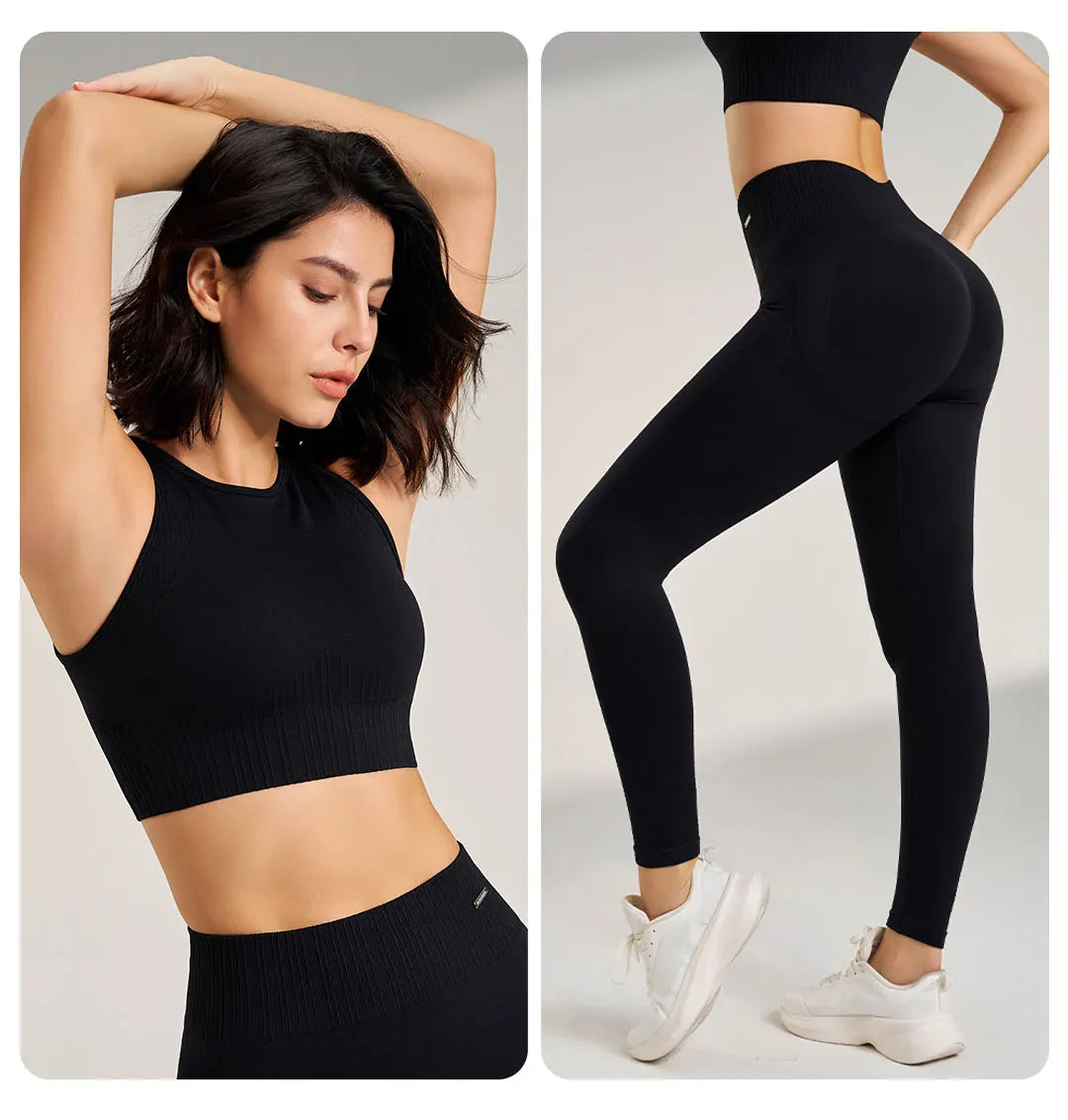 Women's Seamless Yoga Clothing Set – High Waisted Leggings & Top (Plus Size)