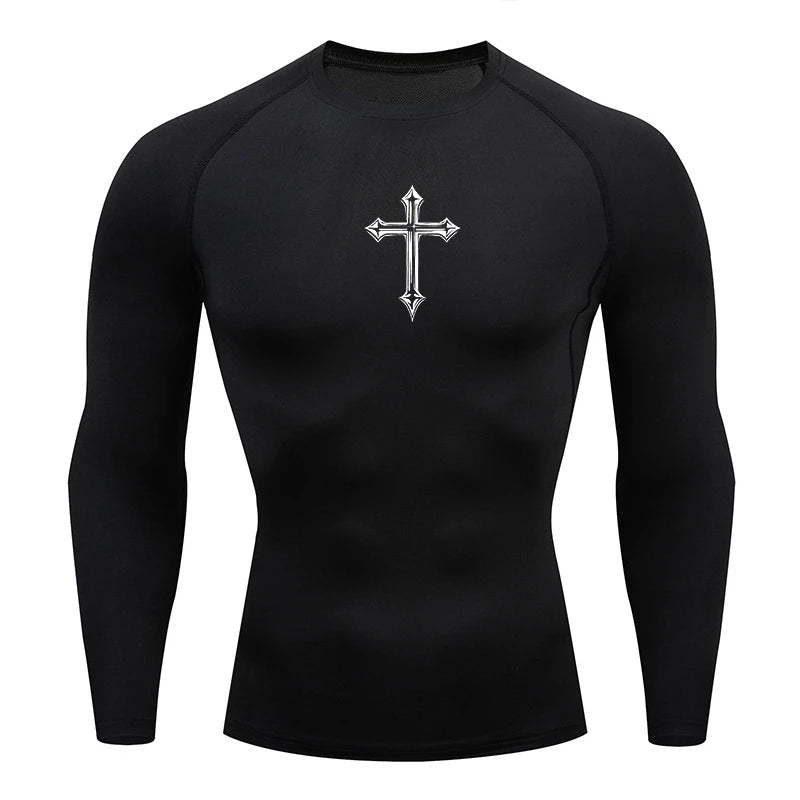 Cross Print Men's Compression Shirt – Christian Athletic Tee