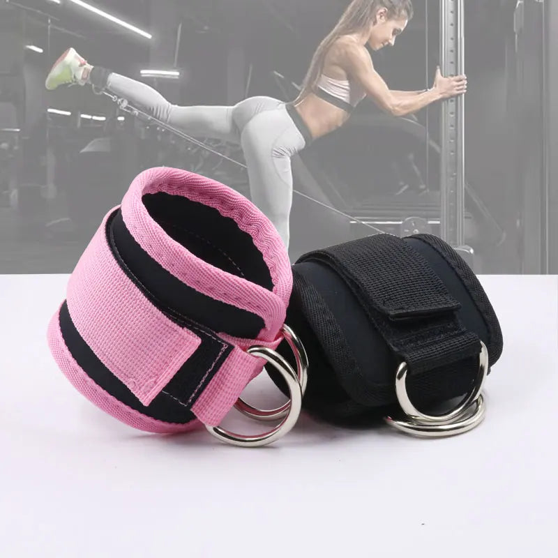 Gym Adjustable Neoprene Ankle Straps with Double D-Ring