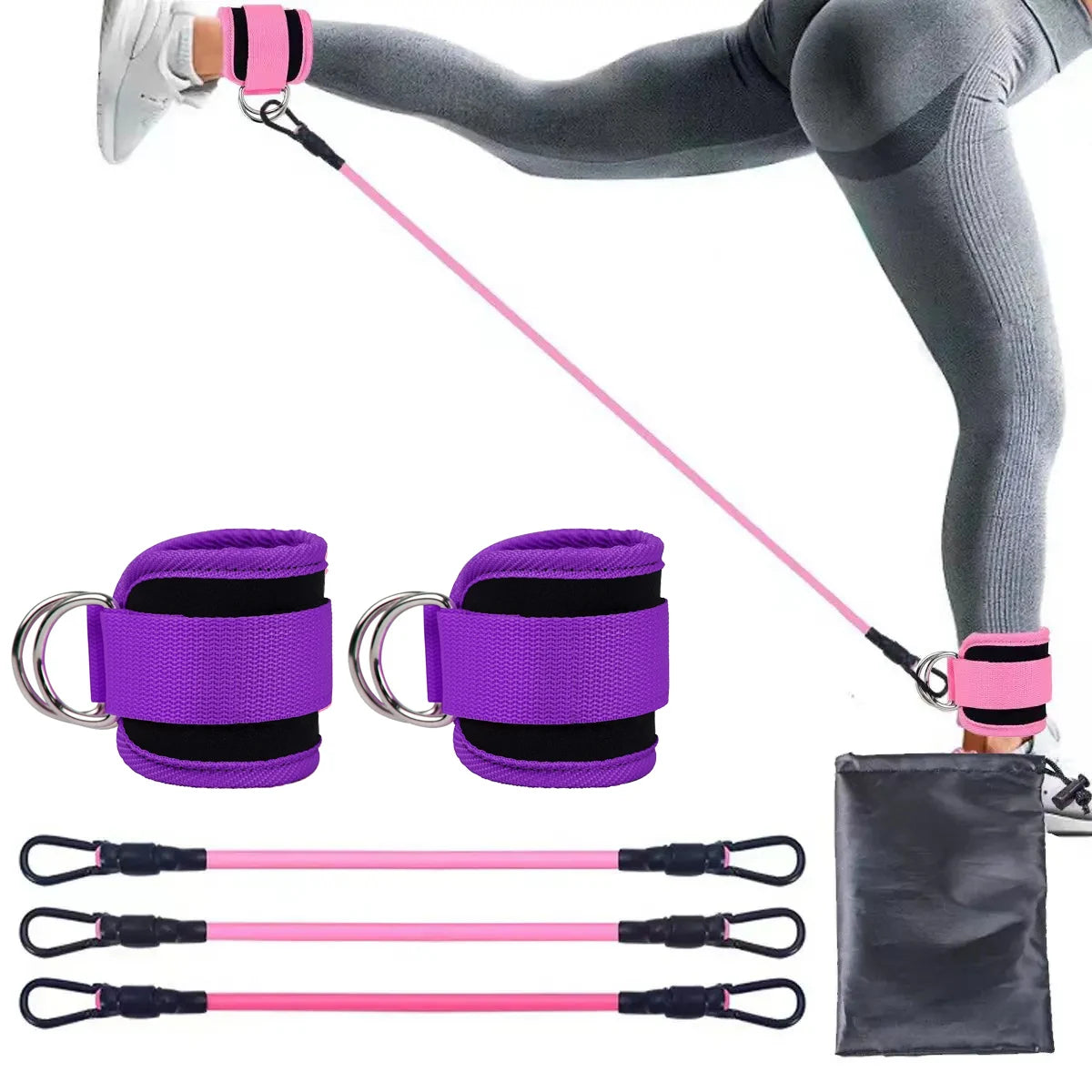 TPE Resistance Bands Ankle Straps Fitness Set