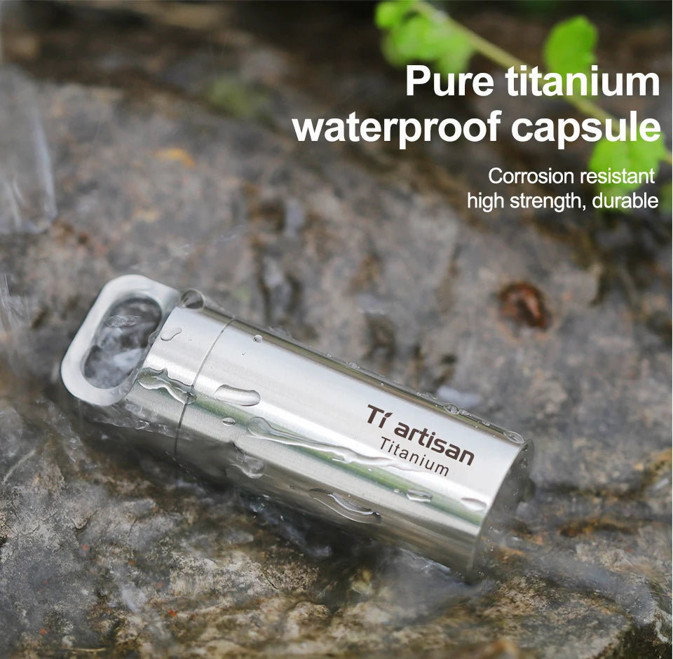 Tiartisan Titanium Mini Waterproof Pill Box Keychain