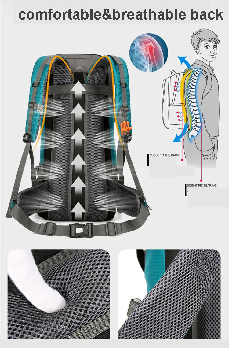 70L Nylon Hiking Backpack with Rain Cover