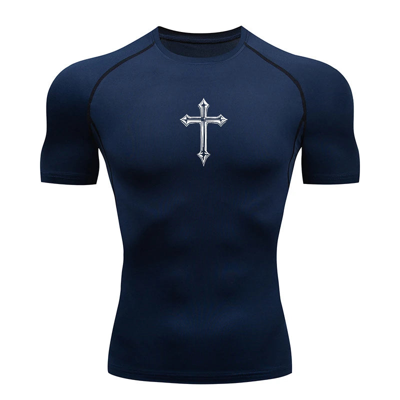 Cross Print Men's Compression Shirt – Christian Athletic Tee