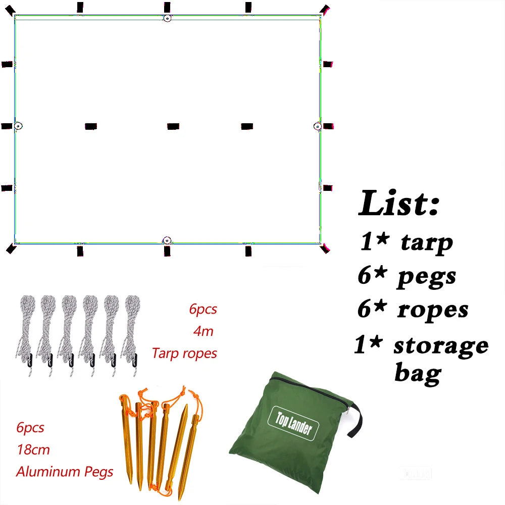 Waterproof Camping Tent Tarp with 19 Hang Points