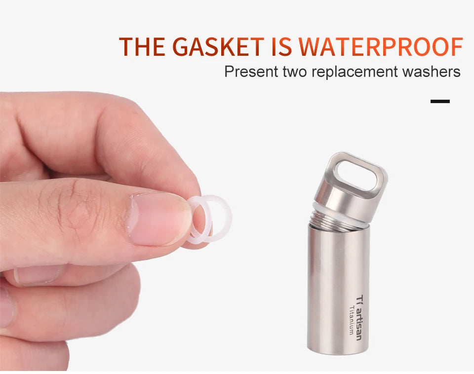 Tiartisan Titanium Mini Waterproof Pill Box Keychain