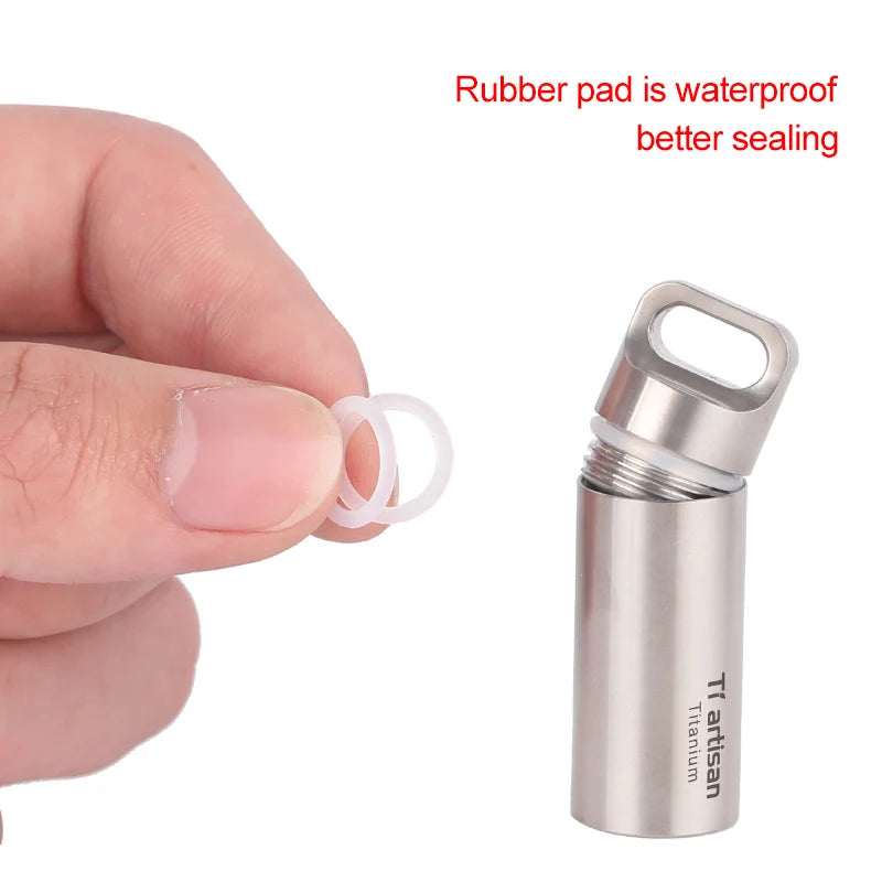 Tiartisan Titanium Mini Waterproof Pill Box Keychain
