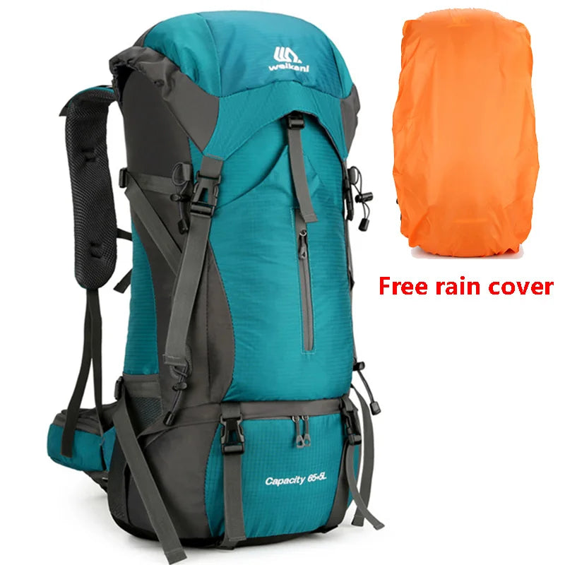 70L Nylon Hiking Backpack with Rain Cover